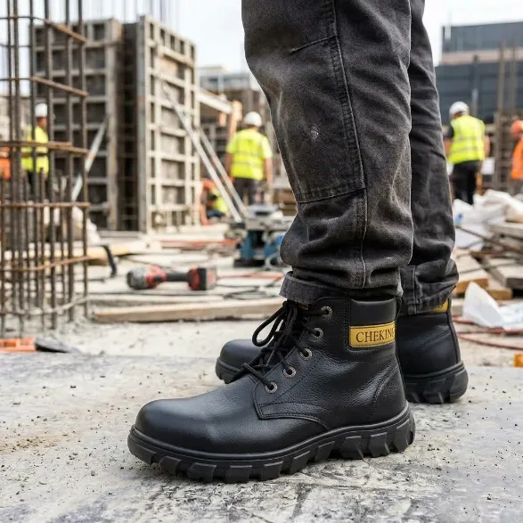 Sepatu Safety Boots Cheking Bertali sudut 3